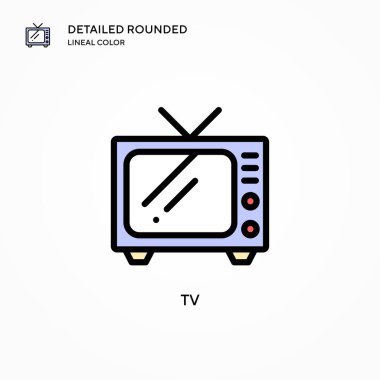 TV vektör simgesi. Modern vektör illüstrasyon kavramları. Düzenlemesi ve kişiselleştirmesi kolay.