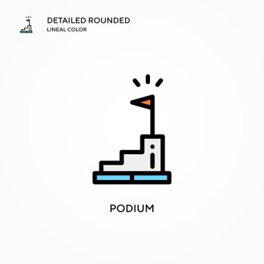 Podyum vektör simgesi. Modern vektör illüstrasyon kavramları. Düzenlemesi ve kişiselleştirmesi kolay.