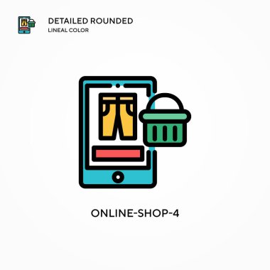 Çevrimiçi-shop-4 vektör simgesi. Modern vektör illüstrasyon kavramları. Düzenlemesi ve kişiselleştirmesi kolay.