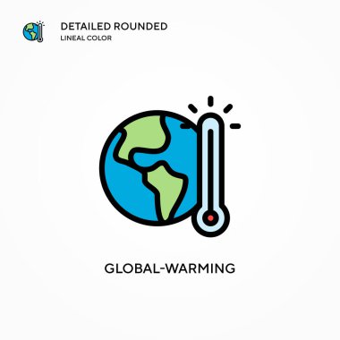 Küresel ısınma vektör simgesi. Modern vektör illüstrasyon kavramları. Düzenlemesi ve kişiselleştirmesi kolay.