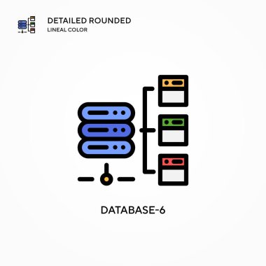 Veritabanı-6 vektör simgesi. Modern vektör illüstrasyon kavramları. Düzenlemesi ve kişiselleştirmesi kolay.