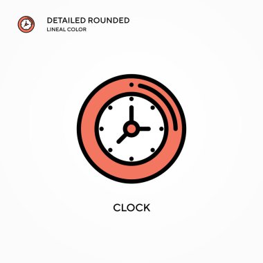 Saat vektör simgesi. Modern vektör illüstrasyon kavramları. Düzenlemesi ve kişiselleştirmesi kolay.