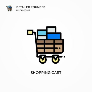 Alışveriş arabası vektör ikonu. Modern vektör illüstrasyon kavramları. Düzenlemesi ve kişiselleştirmesi kolay.