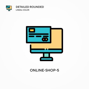 Çevrimiçi-shop-5 vektör simgesi. Modern vektör illüstrasyon kavramları. Düzenlemesi ve kişiselleştirmesi kolay.
