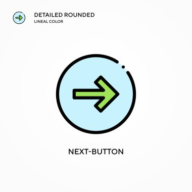 Sonraki düğme vektör simgesi. Modern vektör illüstrasyon kavramları. Düzenlemesi ve kişiselleştirmesi kolay.