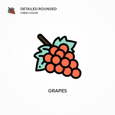 Üzüm vektör simgesi. Modern vektör illüstrasyon kavramları. Düzenlemesi ve kişiselleştirmesi kolay.