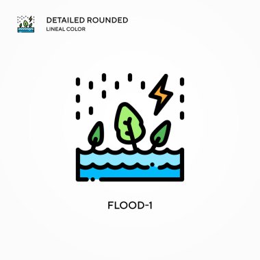 Flood-1 vektör simgesi. Modern vektör illüstrasyon kavramları. Düzenlemesi ve kişiselleştirmesi kolay.