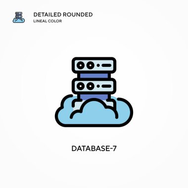Veritabanı-7 vektör simgesi. Modern vektör illüstrasyon kavramları. Düzenlemesi ve kişiselleştirmesi kolay.