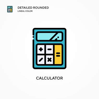 Hesap makinesi vektör simgesi. Modern vektör illüstrasyon kavramları. Düzenlemesi ve kişiselleştirmesi kolay.