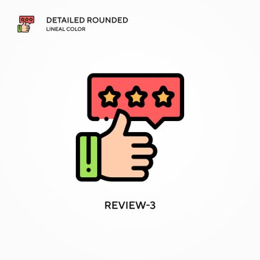 3 vektör simgesini gözden geçir. Modern vektör illüstrasyon kavramları. Düzenlemesi ve kişiselleştirmesi kolay.