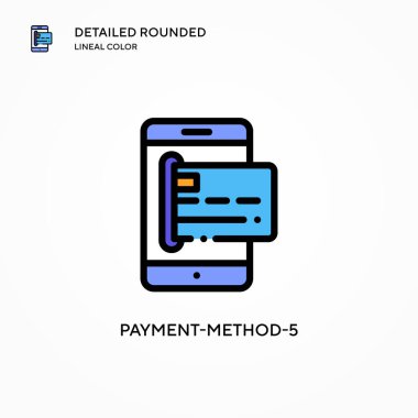 Ödeme yöntemi-5 vektör simgesi. Modern vektör illüstrasyon kavramları. Düzenlemesi ve kişiselleştirmesi kolay.