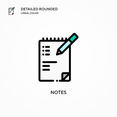 Not vektör simgesi. Modern vektör illüstrasyon kavramları. Düzenlemesi ve kişiselleştirmesi kolay.