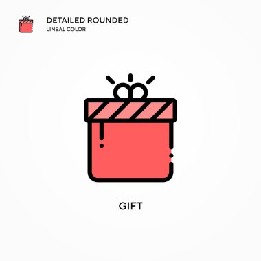 Hediye vektör simgesi. Modern vektör illüstrasyon kavramları. Düzenlemesi ve kişiselleştirmesi kolay.