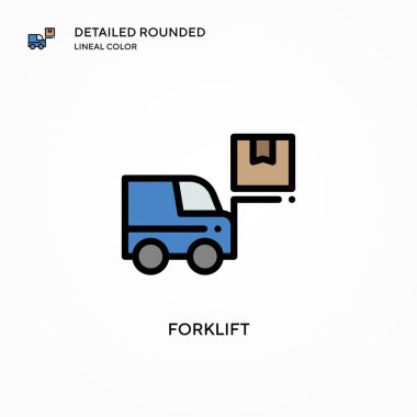 Forklift vektör simgesi. Modern vektör illüstrasyon kavramları. Düzenlemesi ve kişiselleştirmesi kolay.