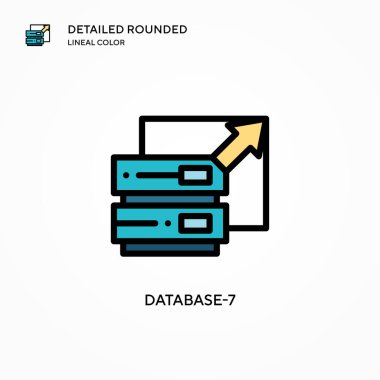 Veritabanı-7 vektör simgesi. Modern vektör illüstrasyon kavramları. Düzenlemesi ve kişiselleştirmesi kolay.