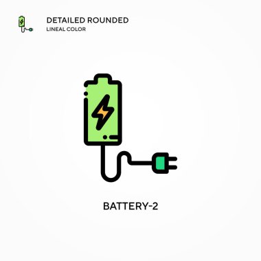 Batarya-2 vektör simgesi. Modern vektör illüstrasyon kavramları. Düzenlemesi ve kişiselleştirmesi kolay.