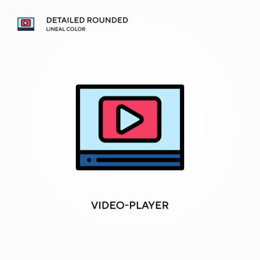 Video oynatıcı vektör simgesi. Modern vektör illüstrasyon kavramları. Düzenlemesi ve kişiselleştirmesi kolay.