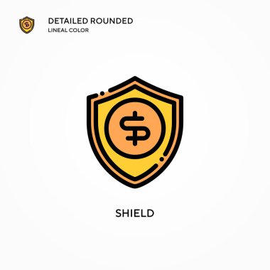 Kalkan vektör simgesi. Modern vektör illüstrasyon kavramları. Düzenlemesi ve kişiselleştirmesi kolay.