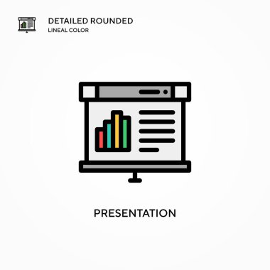 Sunum vektör simgesi. Modern vektör illüstrasyon kavramları. Düzenlemesi ve kişiselleştirmesi kolay.