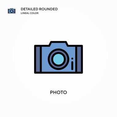 Fotoğraf vektör simgesi. Modern vektör illüstrasyon kavramları. Düzenlemesi ve kişiselleştirmesi kolay.