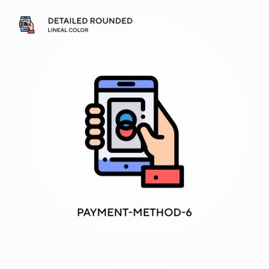 Ödeme yöntemi-6 vektör simgesi. Modern vektör illüstrasyon kavramları. Düzenlemesi ve kişiselleştirmesi kolay.