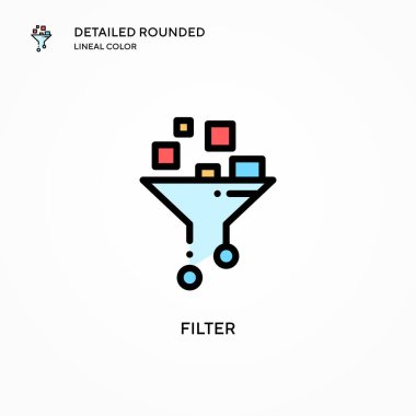 Filtre vektör simgesi. Modern vektör illüstrasyon kavramları. Düzenlemesi ve kişiselleştirmesi kolay.