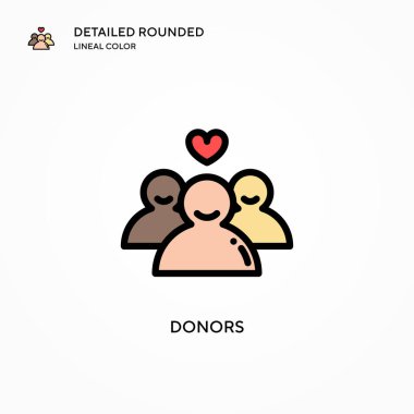 Bağışçılar vektör simgesi. Modern vektör illüstrasyon kavramları. Düzenlemesi ve kişiselleştirmesi kolay.