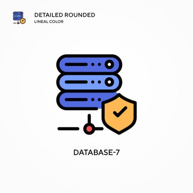 Veritabanı-7 vektör simgesi. Modern vektör illüstrasyon kavramları. Düzenlemesi ve kişiselleştirmesi kolay.