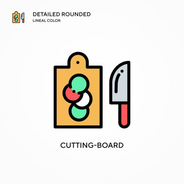 Kesme tahtası vektör simgesi. Modern vektör illüstrasyon kavramları. Düzenlemesi ve kişiselleştirmesi kolay.