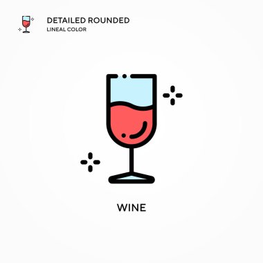 Şarap vektör simgesi. Modern vektör illüstrasyon kavramları. Düzenlemesi ve kişiselleştirmesi kolay.