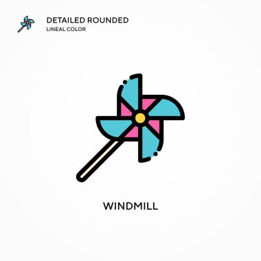 Yel değirmeni ikonu. Modern vektör illüstrasyon kavramları. Düzenlemesi ve kişiselleştirmesi kolay.