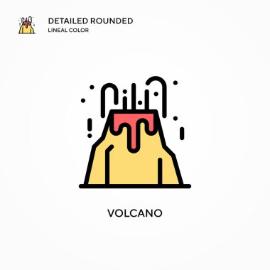 Volkan vektör simgesi. Modern vektör illüstrasyon kavramları. Düzenlemesi ve kişiselleştirmesi kolay.
