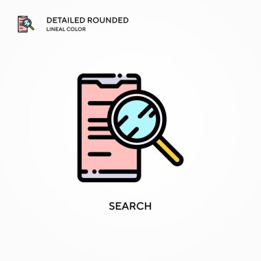 Arama vektör simgesi. Modern vektör illüstrasyon kavramları. Düzenlemesi ve kişiselleştirmesi kolay.