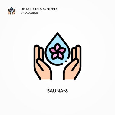 Sauna-8 vektör simgesi. Modern vektör illüstrasyon kavramları. Düzenlemesi ve kişiselleştirmesi kolay.