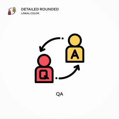 Qa vektör simgesi. Modern vektör illüstrasyon kavramları. Düzenlemesi ve kişiselleştirmesi kolay.