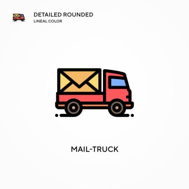 Posta kamyonu vektör simgesi. Modern vektör illüstrasyon kavramları. Düzenlemesi ve kişiselleştirmesi kolay.