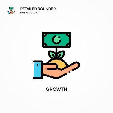 Büyüme vektör simgesi. Modern vektör illüstrasyon kavramları. Düzenlemesi ve kişiselleştirmesi kolay.