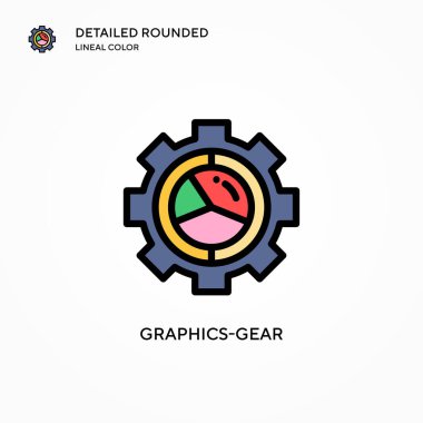 Grafik vites vektör simgesi. Modern vektör illüstrasyon kavramları. Düzenlemesi ve kişiselleştirmesi kolay.