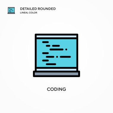 Kodlama vektör simgesi. Modern vektör illüstrasyon kavramları. Düzenlemesi ve kişiselleştirmesi kolay.