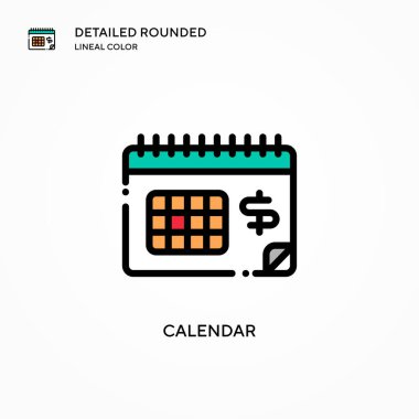 Takvim vektör simgesi. Modern vektör illüstrasyon kavramları. Düzenlemesi ve kişiselleştirmesi kolay.