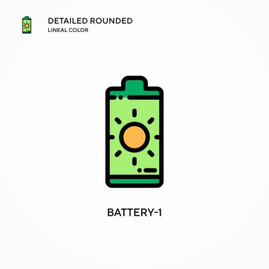 Batarya-1 vektör simgesi. Modern vektör illüstrasyon kavramları. Düzenlemesi ve kişiselleştirmesi kolay.