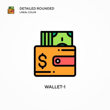 Cüzdan-1 vektör simgesi. Modern vektör illüstrasyon kavramları. Düzenlemesi ve kişiselleştirmesi kolay.