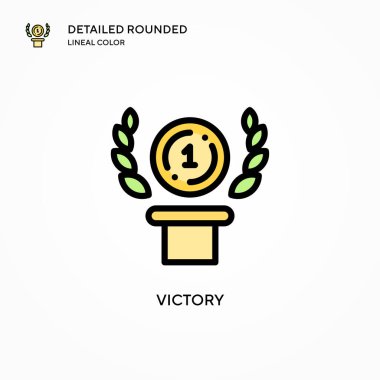 Zafer vektör simgesi. Modern vektör illüstrasyon kavramları. Düzenlemesi ve kişiselleştirmesi kolay.