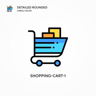 Alışveriş arabası-1 vektör simgesi. Modern vektör illüstrasyon kavramları. Düzenlemesi ve kişiselleştirmesi kolay.