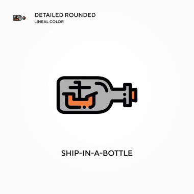 Şişedeki gemi vektör simgesi. Modern vektör illüstrasyon kavramları. Düzenlemesi ve kişiselleştirmesi kolay.