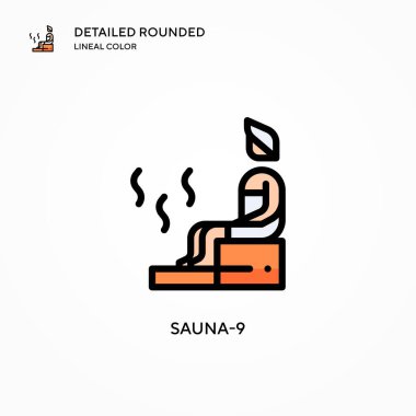 Sauna-9 vektör simgesi. Modern vektör illüstrasyon kavramları. Düzenlemesi ve kişiselleştirmesi kolay.