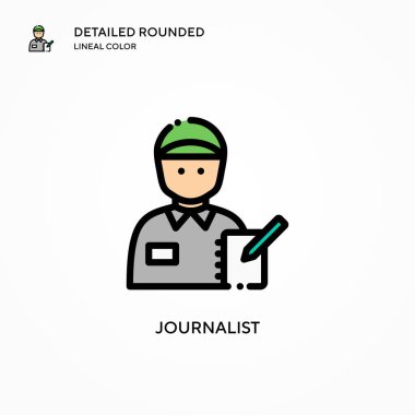 Gazeteci vektör simgesi. Modern vektör illüstrasyon kavramları. Düzenlemesi ve kişiselleştirmesi kolay.