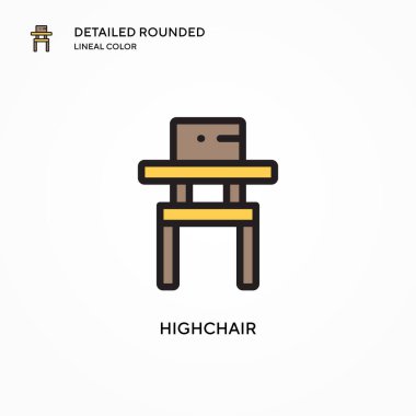 Yüksek sandalye vektör simgesi. Modern vektör illüstrasyon kavramları. Düzenlemesi ve kişiselleştirmesi kolay.