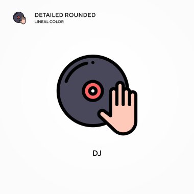 DJ vektör simgesi. Modern vektör illüstrasyon kavramları. Düzenlemesi ve kişiselleştirmesi kolay.