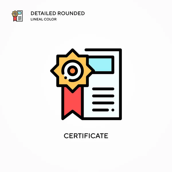 Icono Vectorial Certificado Conceptos Modernos Ilustración Vectorial Fácil Editar Personalizar — Archivo Imágenes Vectoriales